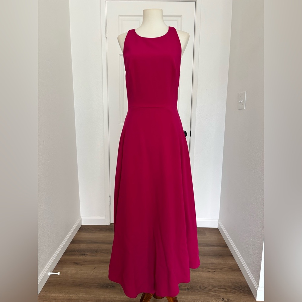 NWT Karen Millen Magenta Fluid Midi Dress UK Size 10 US Size 6 - Picture 4 of 16